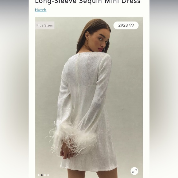 Anthropology Hutch Alissa Faux Feather long sleeve sequin mini dress - Picture 4 of 8